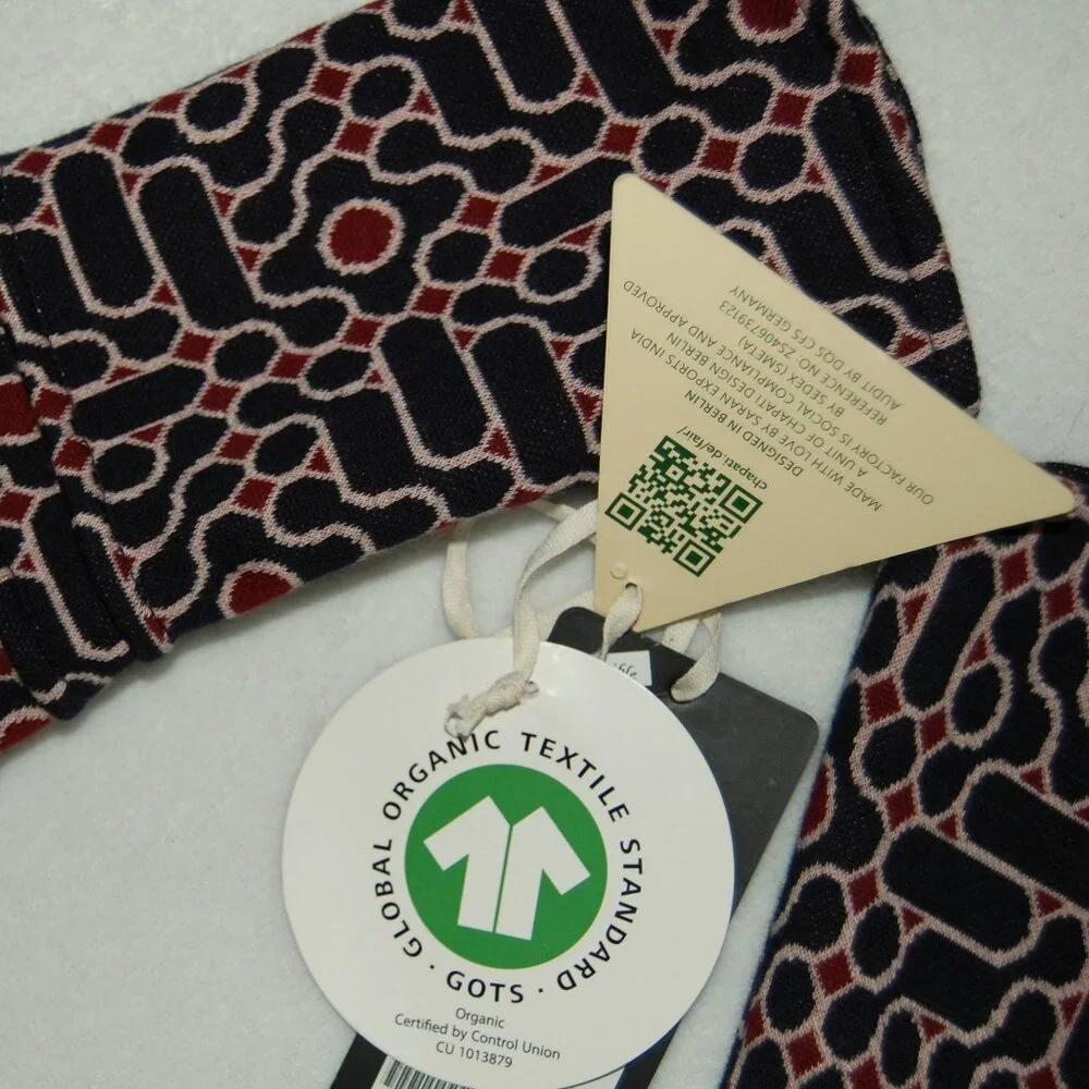 Chapati Berlin, Organic Cotton Velvet Fingerless Gloves, Reversible, Women OS